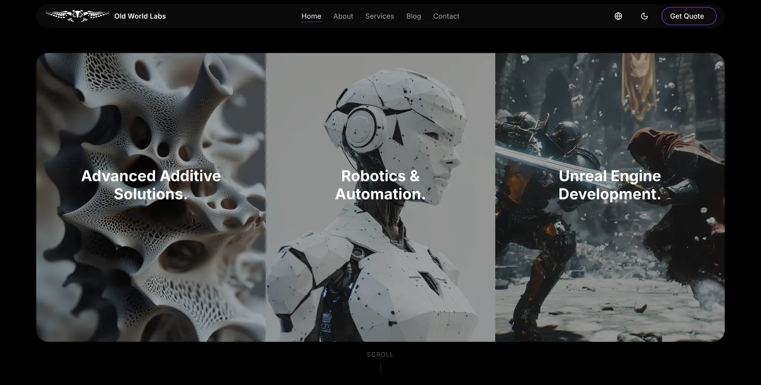 Old World Labs: Une Présence Digitale pour la Fabrication de Précision et la Robotique IA